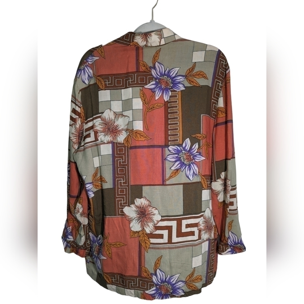 Vintage Marnie West Floral Abstract Blazer Rayon Statement M - Picture 4 of 10